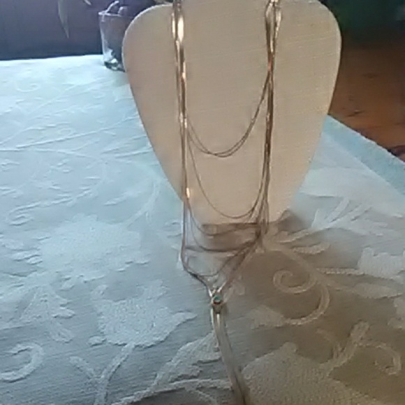 Gold/turquoise layered necklace - Picture 4 of 4